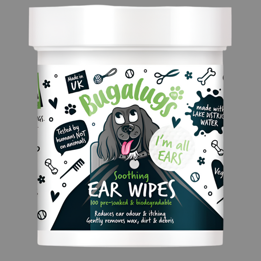 Bugalugs Soothing Ear Wipes for Dogs 100 Pre-soaked & Biodegradable Wipes